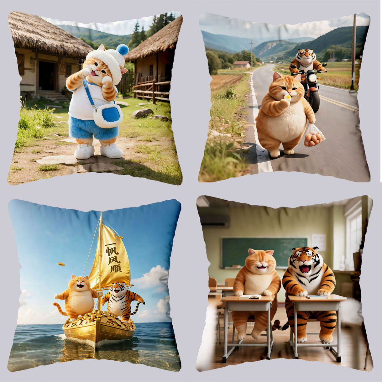 胖橘抱枕ai猫咪靠垫护腰靠枕