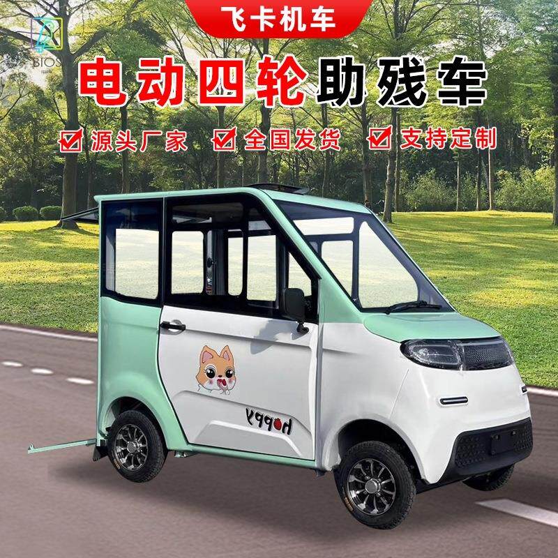 全封闭电动四轮车接送孩子轮椅代步车残疾人带棚电瓶车自动升降