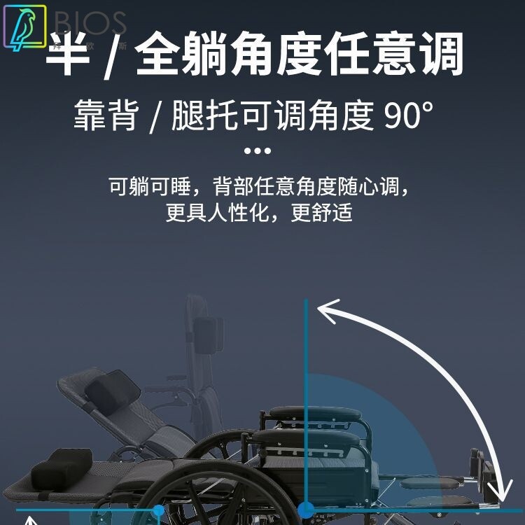 医院同款轮椅折叠轻便老人带坐便器瘫痪可躺式手推移动马桶车家用