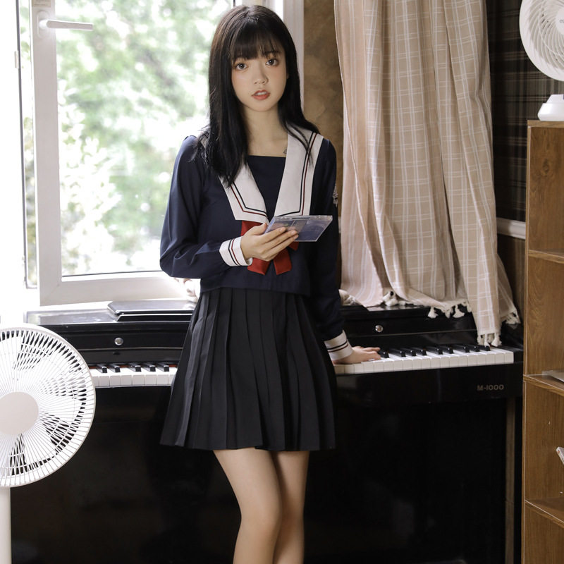初田町jk日本水手服关西襟正统制服班服学院风套装日系长袖水手服