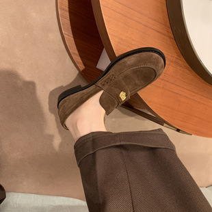 不二橘复古金币乐福鞋女圆头单鞋女一脚蹬小皮鞋英伦风官方旗舰店