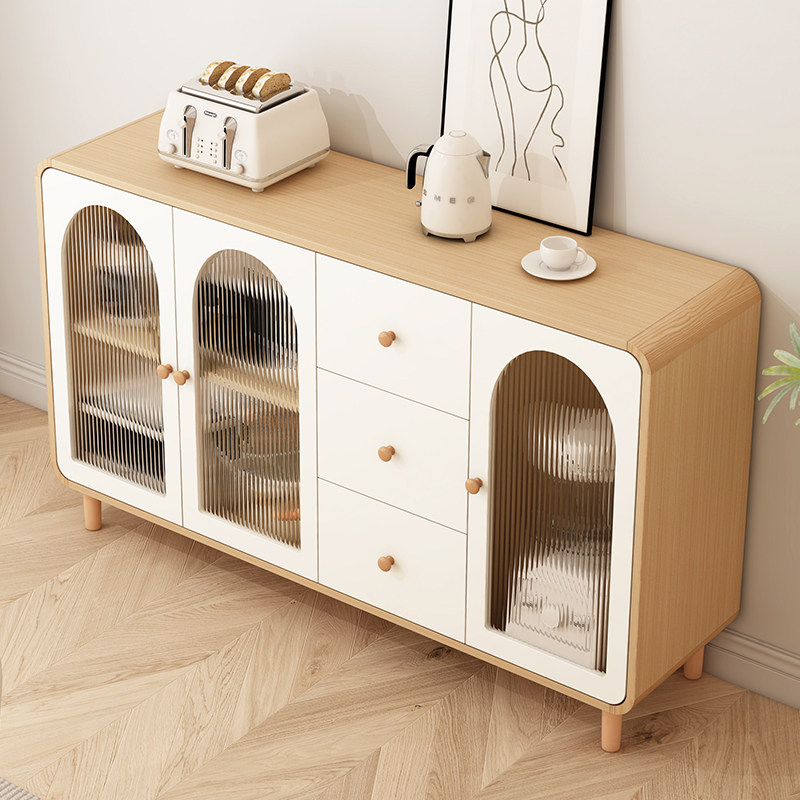 原木奶油风餐边柜玄关靠墙一体家用厨房客厅酒柜现代简约储物置物,住宅家具,餐边柜,淘宝优惠券,粉丝福利购,淘宝优惠卷