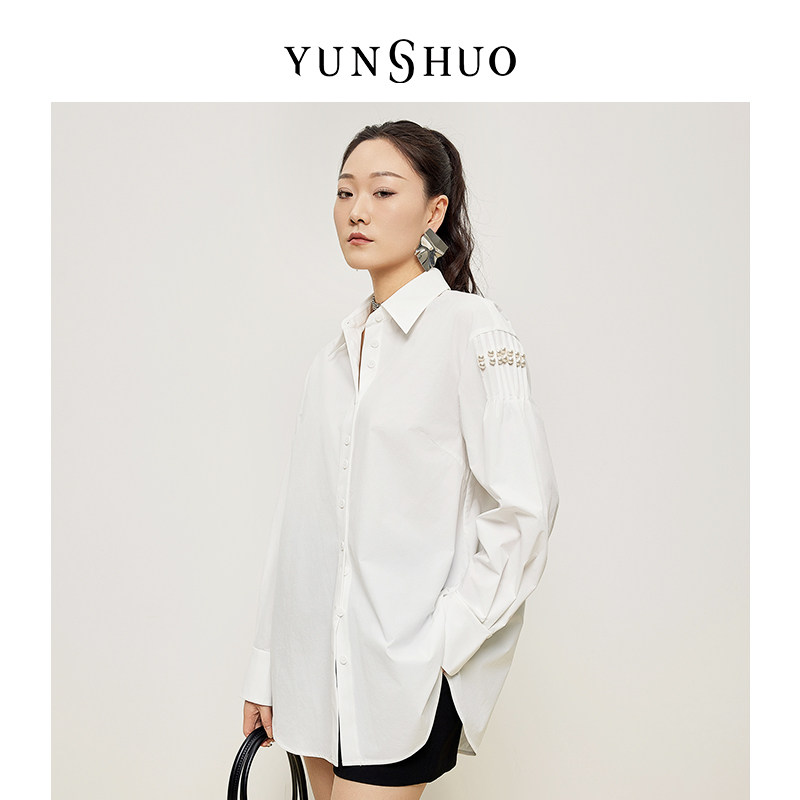 YUNSHUO允硕2025秋季新款经典百搭钉珠通勤修身衬衣YSFC339783,女装/女士精品,衬衫,淘宝优惠券,粉丝福利购,淘宝优惠卷