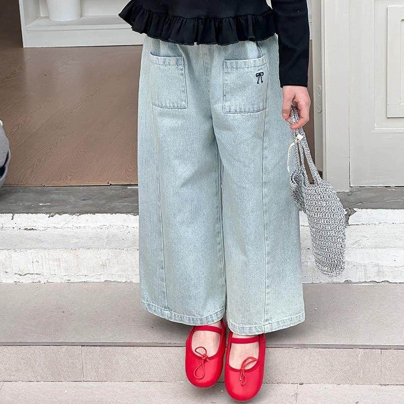 女童休闲 时髦磨白做旧拼接直筒裤小口袋甜美蝴蝶结牛仔裤 2,童装/婴儿装/亲子装,裤子,淘宝优惠券,粉丝福利购,淘宝优惠卷