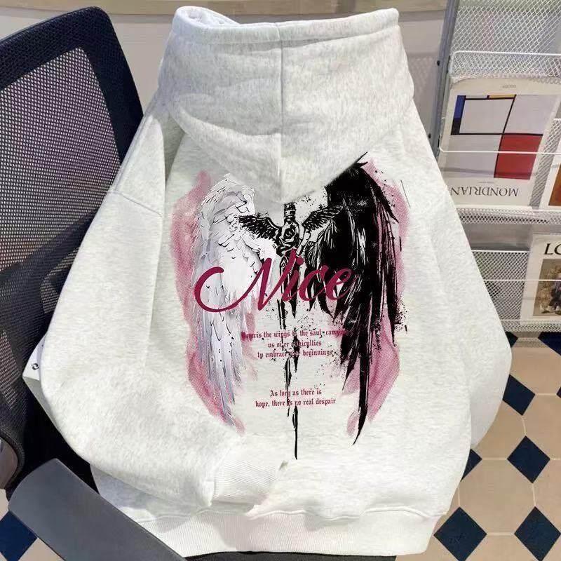 男童潮酷痞帅翅膀印花纯棉连帽卫衣2025秋冬新款中大童加绒帽衫潮