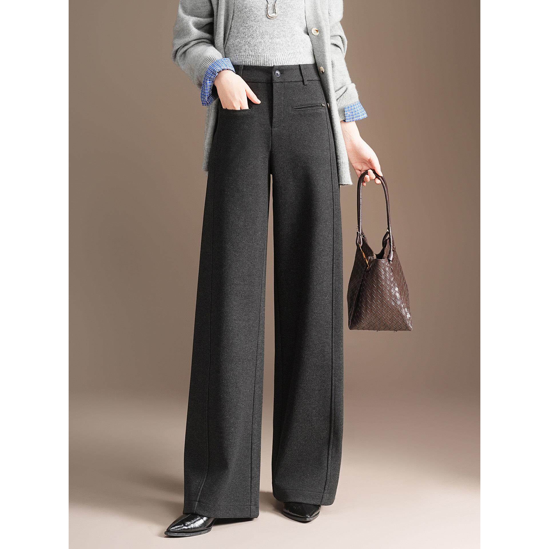 阔腿裤女秋冬新款高腰宽松梧桐裤显瘦休闲直筒西裤垂感羊毛呢裤子