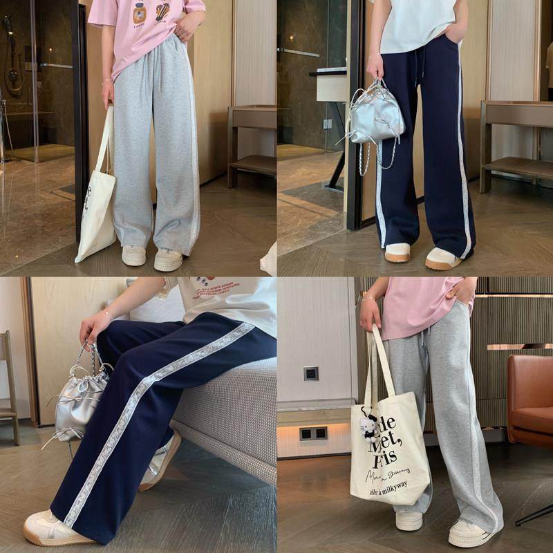 女大童蕾丝侧条直筒裤2025春装新款青少年韩版阔腿裤亲子垂感长裤,童装/婴儿装/亲子装,裤子,淘宝优惠券,粉丝福利购,淘宝优惠卷