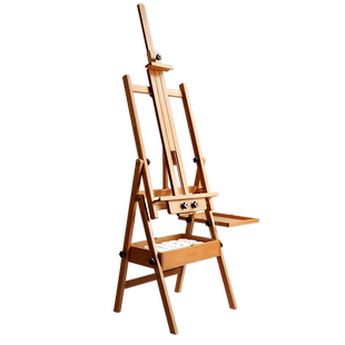 榉木抽屉画架美术生专用画板画架素描写生画画4K木质实木支架式油画架子工具套装成人可折叠榉木绘画展示架板