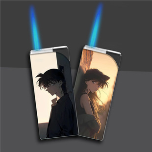 可爱情侣款打火机卡通蓝焰直冲防风打火机网红爆款男友充气高颜值