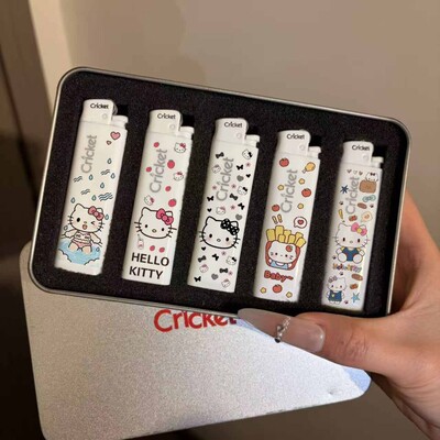 草蜢cricket白色可爱hellokitty猫打火机一次性创意卡通送闺蜜