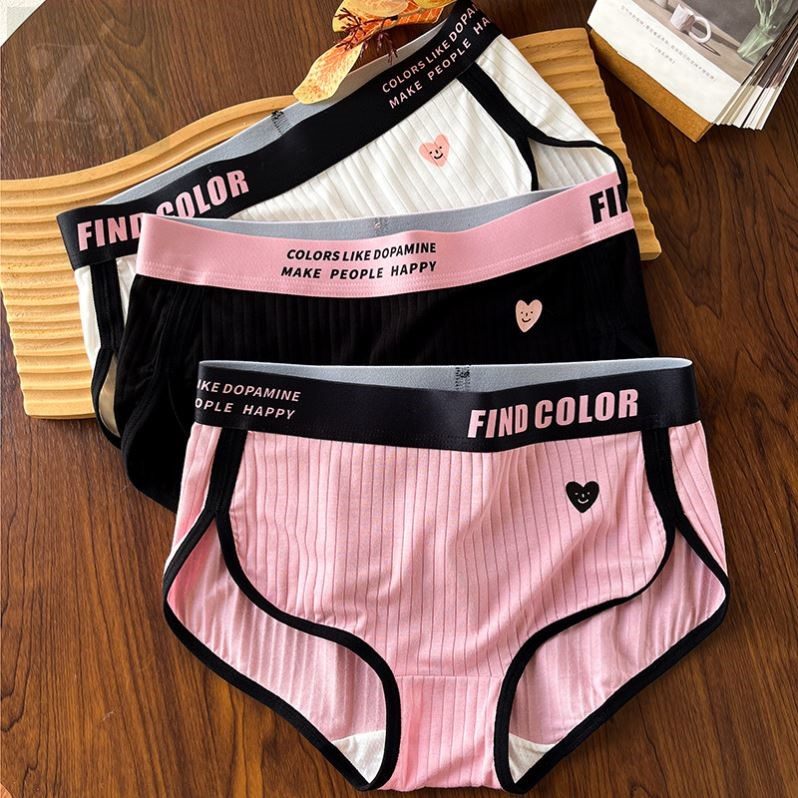 女士内裤女款粉色卡通爱心菌裆个性潮流运动女生中腰三角短裤头