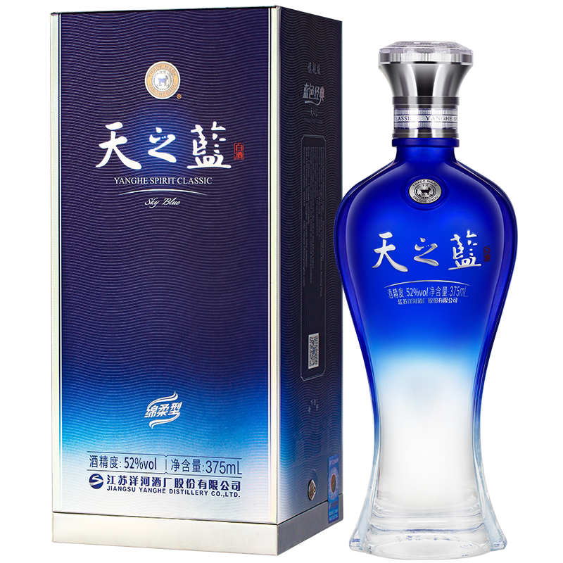洋河天之蓝绵柔52度375ml*1白酒