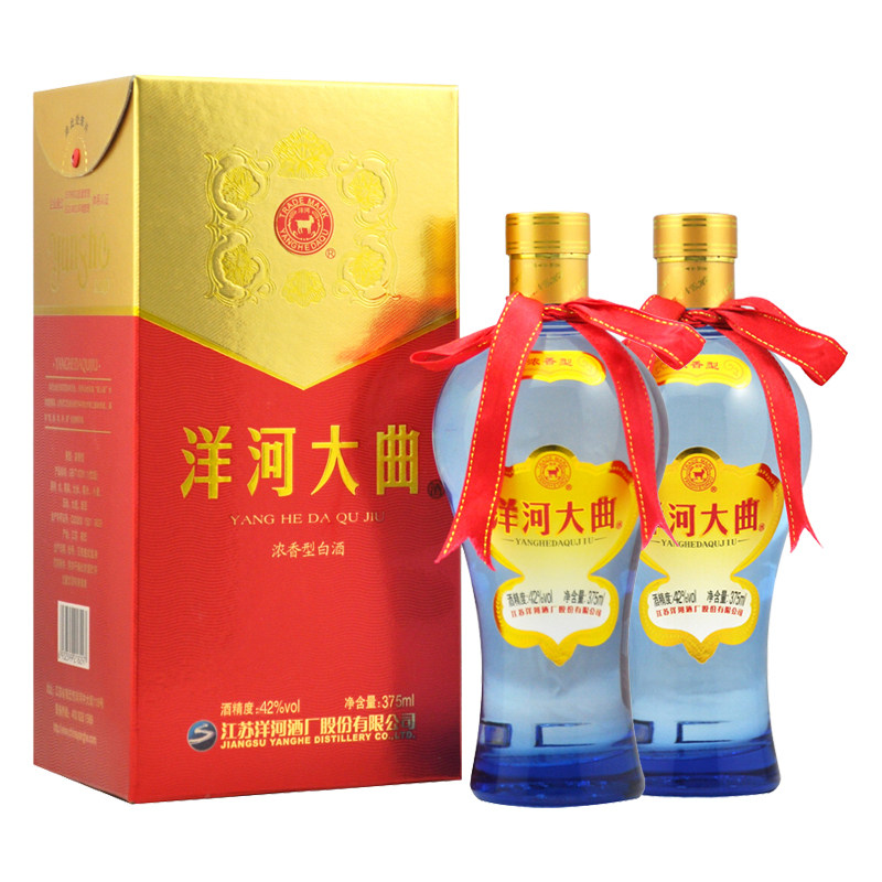 洋河大曲 口感绵柔 浓香型白酒 42度 375ml*2 双支装