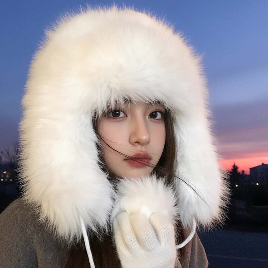 东北仿貂毛加厚毛绒帽子女款