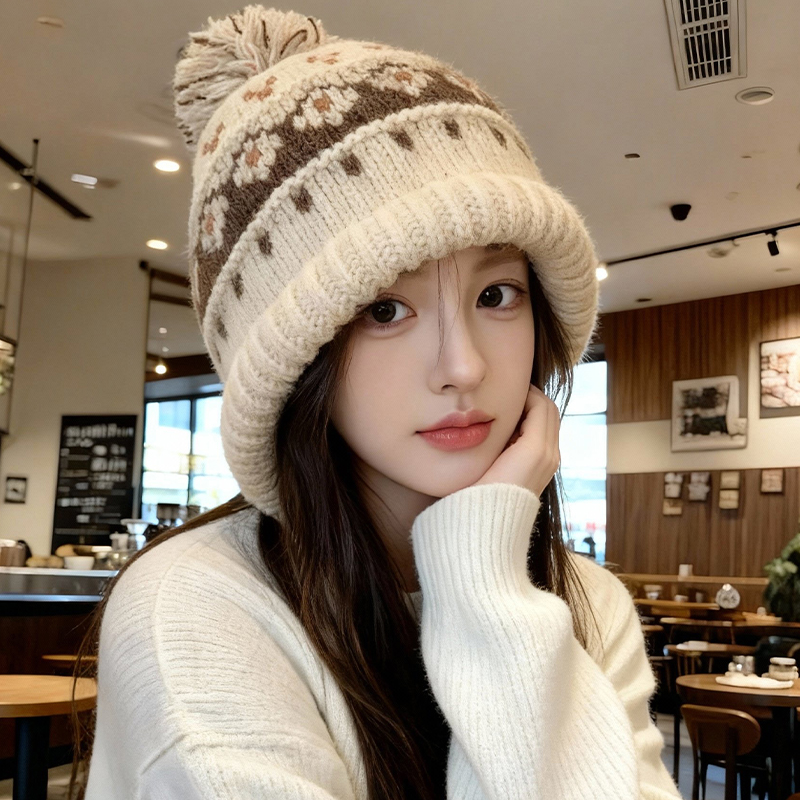 费尔岛帽子女冬季加绒加厚