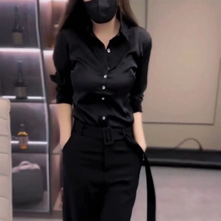 2023新款时尚洋气百搭气质高端黑色显瘦修身长裤网红女士休闲裤