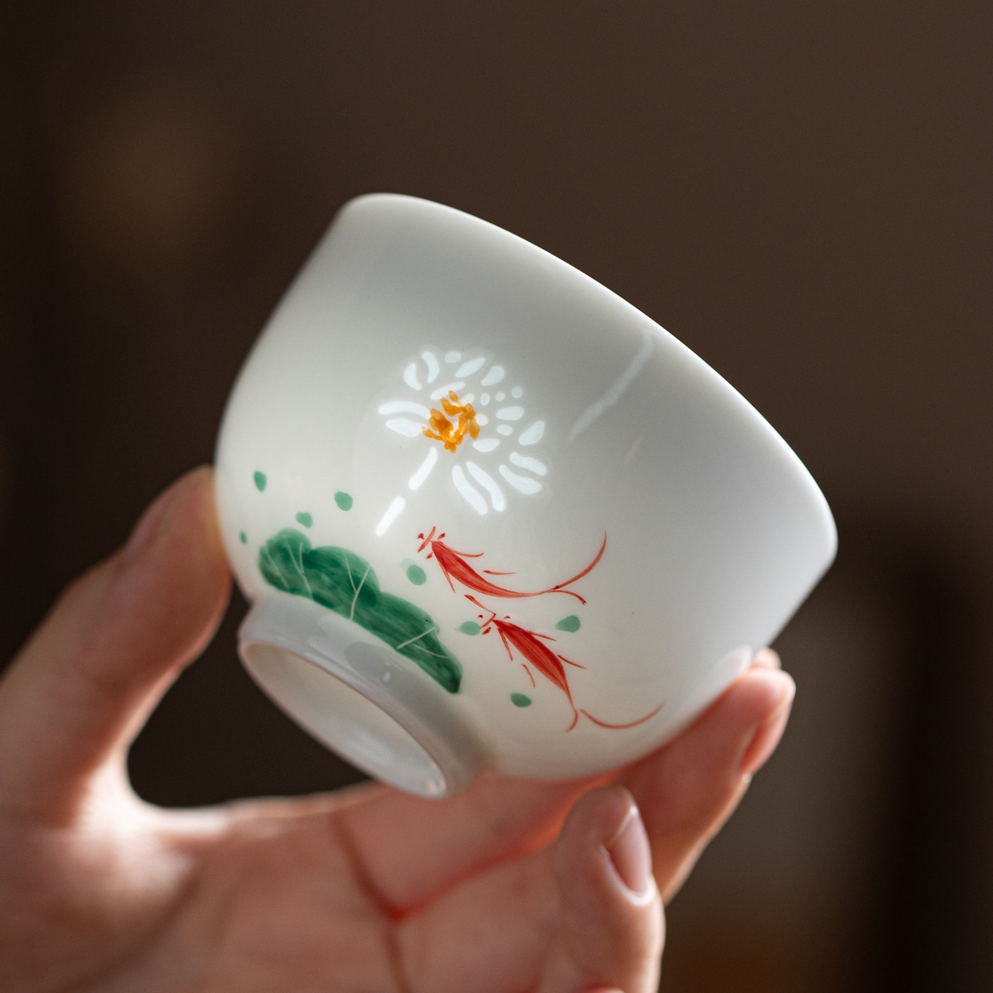 玲珑瓷手绘主人杯功夫茶具陶瓷釉下彩葫芦荷花鱼戏茶杯镂空釉品杯,餐饮具,茶杯,淘宝优惠券,粉丝福利购,淘宝优惠卷