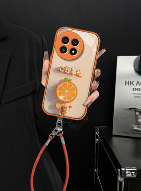 适用于一加13手机壳一加12保护套一加Ace5心想事橙一加Ace3女防摔橙色水凝壳ins风镜头全包新款创意个性高级