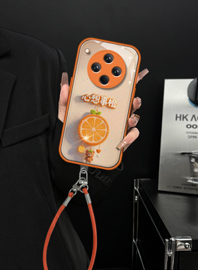 适用于OPPOfindx8手机壳findx7保护套findx6心想事橙A6镜头全包A5简约A3轻奢高级感防摔女新款创意橙色水凝壳