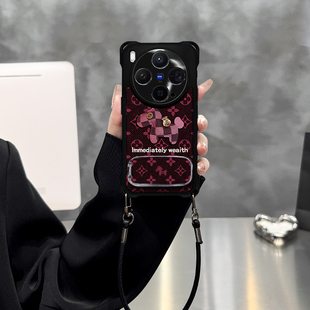 适用于vivoX300手机壳X200保护套X100Pro英文小马X90简约X80新款全包X70轻奢高级创意ins风防摔四角挂绳皮纹