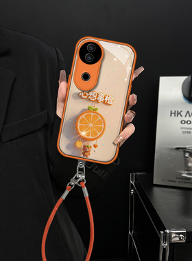 适用于vivoS30手机壳S20保护套S19心想事橙S18防摔S17简约Y500新款Y300镜头全包橙色水凝壳创意高级感女轻奢i