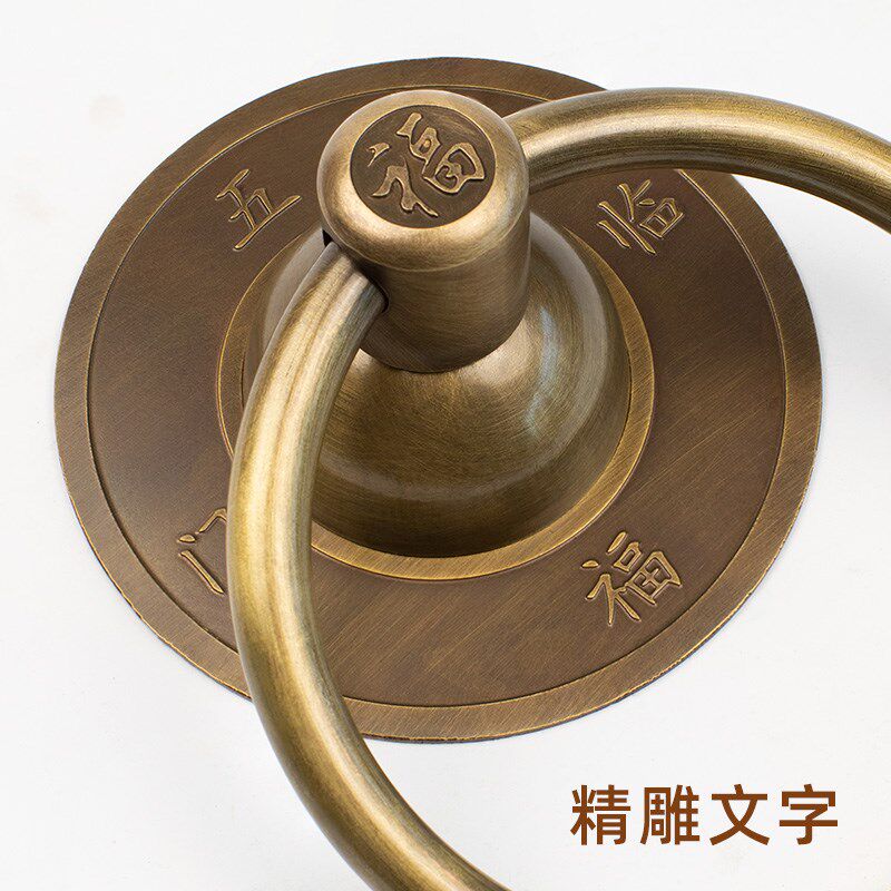 全铜中式大门拉手仿古实木门把手老式古建纯黄铜拉环复古实心门环