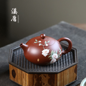 汉唐宜兴紫砂壶彩绘原矿大红袍茶壶泡茶家用紫砂功夫茶具送礼单壶