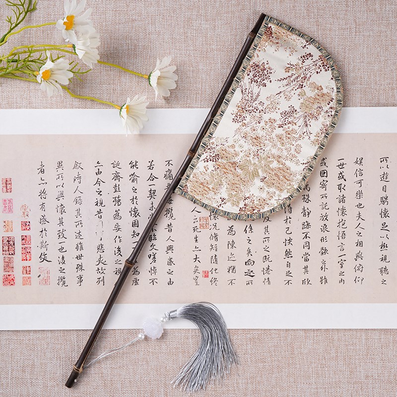 刀把扇便面扇魏晋南北朝扇子紫竹长柄刀扇汉服拍摄表演道具扇户扇