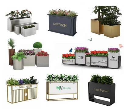 不锈钢花箱户外长方形移动花槽庭院广场市政道路种植树箱异形