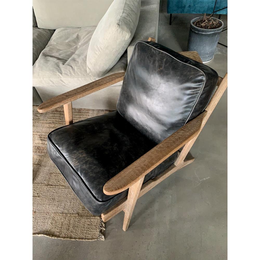 北欧沙发椅实木复古美式真皮沙发头层牛皮老虎椅子阳台单人扶手椅