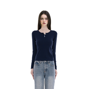 2025秋新款 打底衫 BM上衣针织三粒扣长袖 内搭外穿秋装 许妍同款