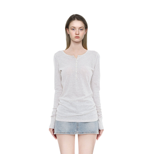 显瘦百搭上衣纯色内搭打底衫 早秋圆领修身 t恤女2025新款 BM长袖