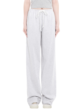 BM长裤女2025新款纯色松紧腰直筒运动裤松弛感百搭宽松显瘦休闲裤