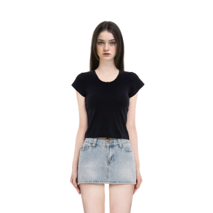 BM短袖女2026新款夏季纯色圆领T恤短款内搭打底衫高级感百搭上衣