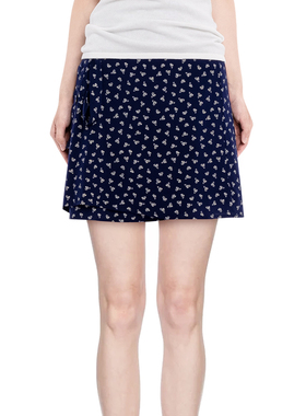 BM半身裙女2025新款夏季高腰一片式碎花系带A字裙百搭显瘦短裙