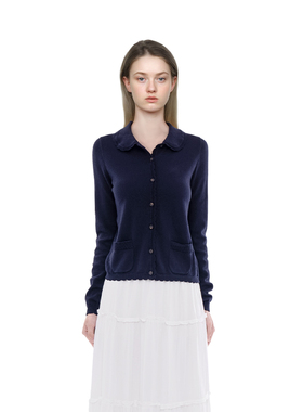 BM针织开衫女2026新款娃娃领甜美可爱纯色显瘦百搭早秋长袖开衫