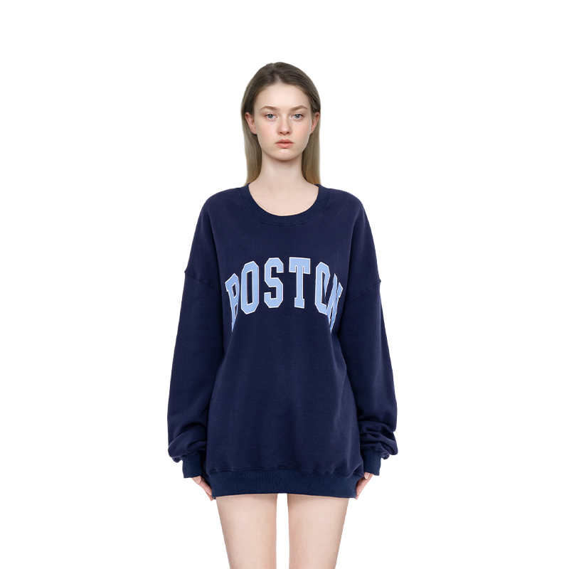 BM卫衣女2025新款爆款潮牌BOSTON字母刺绣波士顿圆领套头美式卫衣