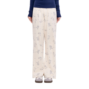 慵懒松弛感宽松阔腿直筒裤 BM长裤 兔子印花休闲裤 春秋款 女2025新款