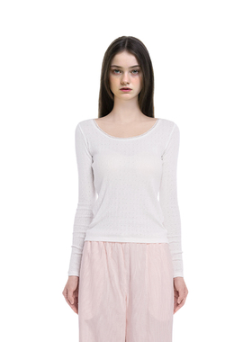 BM上衣长袖T恤2025新款秋冬内搭外穿蕾丝边针织打底衫纯欲风T恤