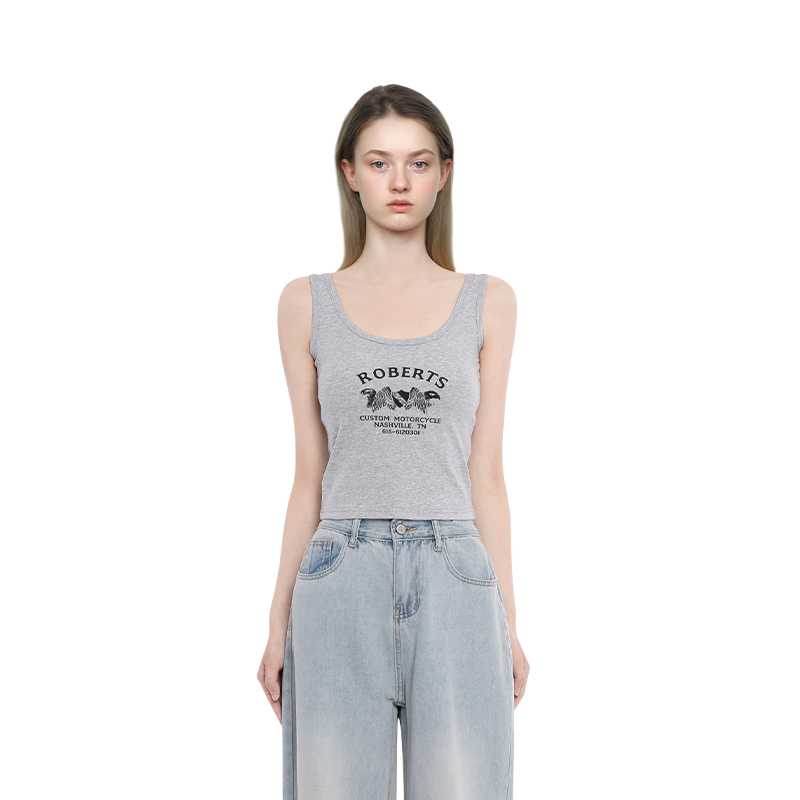 BM背心女2025新款夏季美式复古短款修身显瘦辣妹纯欲风无袖上衣