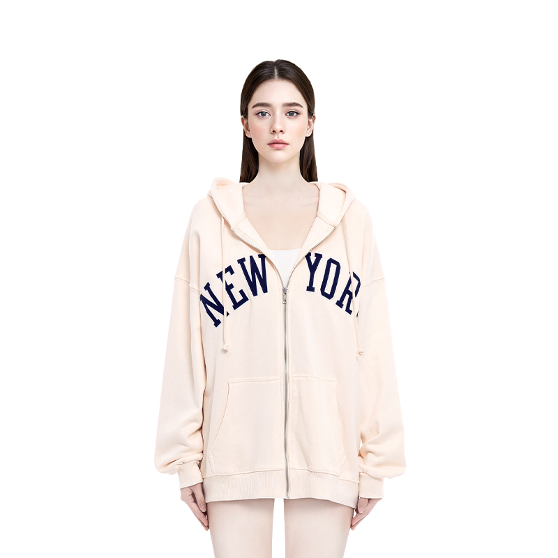 BM卫衣外套女2025新款秋冬连帽NEW YORK字母美式复古宽松百搭帽衫