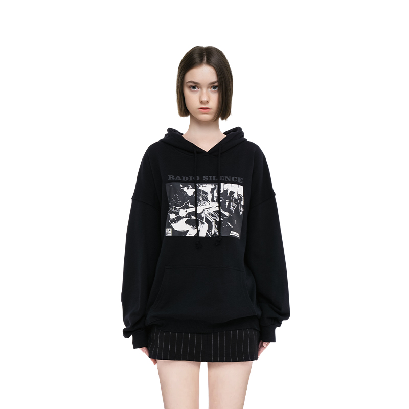 女加绒卫衣BM摇滚连帽