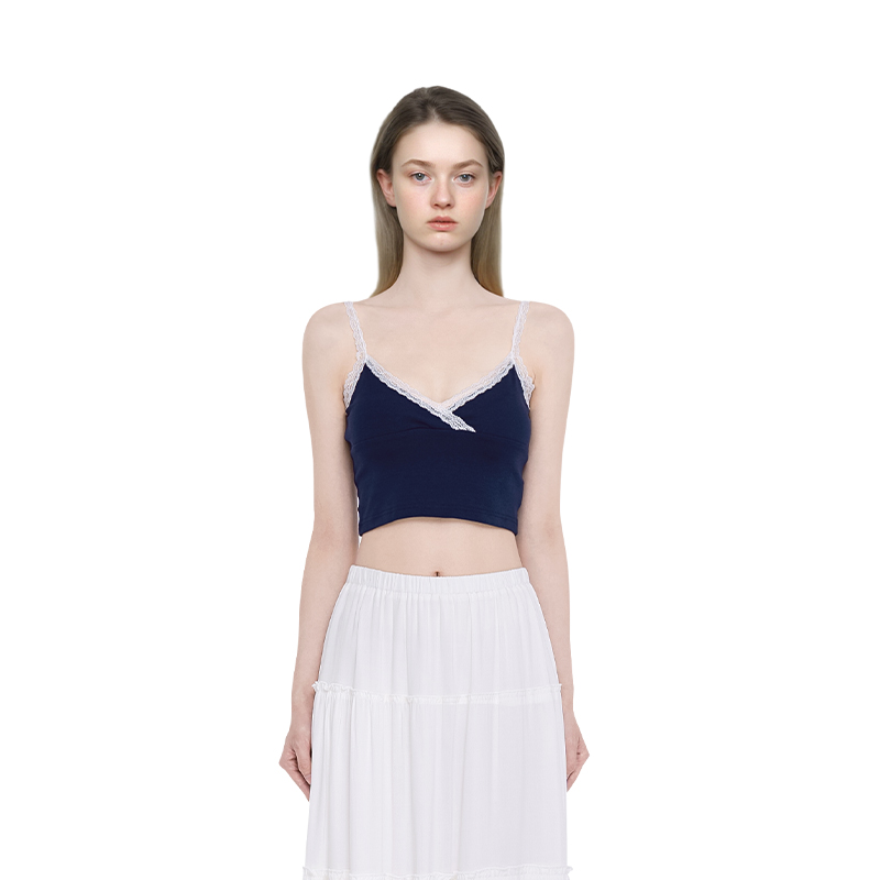 不规则上衣BM蕾丝吊带背心少女