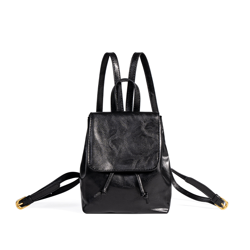 BM包包双肩包女2025新款小众高级感日常通勤百搭复古美式黑色皮包