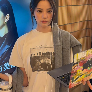 BM短袖女欧阳娜娜同款2026新款印花休闲套头宽松显瘦圆领t恤上衣