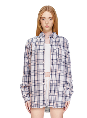 BM衬衫灰白色格子衬衫女外套宽松2026新款慵懒风上衣BM官方旗舰店