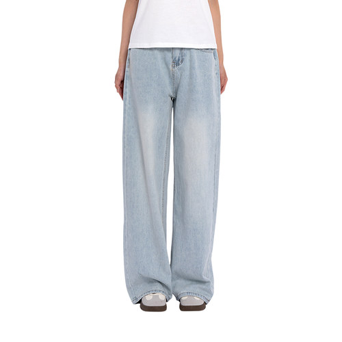 BM牛仔裤2025年新款春秋女高腰可调节显瘦百搭高级感宽松直筒裤