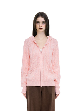 BM针织开衫外套女秋季穿搭高级感连帽拉链百搭上衣今年流行的毛衣