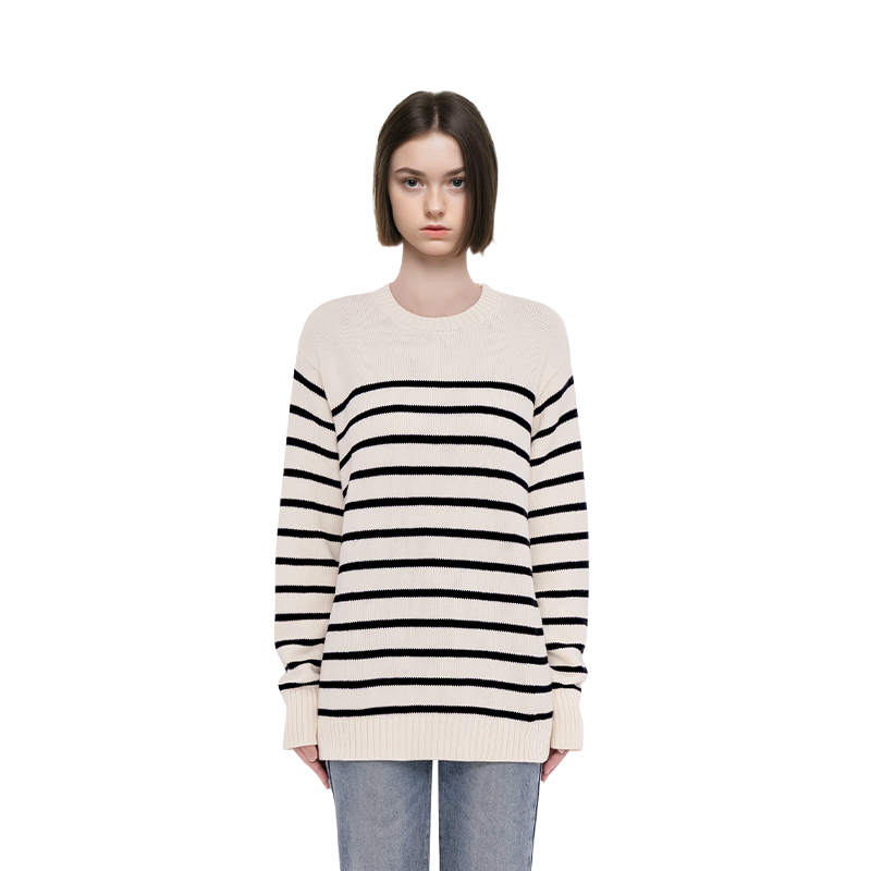 宽松毛衣BM美式复古圆领