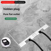 200型大理石瓷砖地插座隐形纯平不锈钢嵌入隐藏防水五孔网络地插